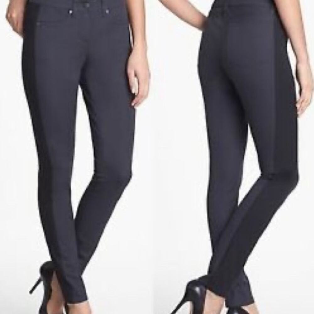 Eileen Fisher Charcoal Grey Tuxedo Stripe Black Jeggings